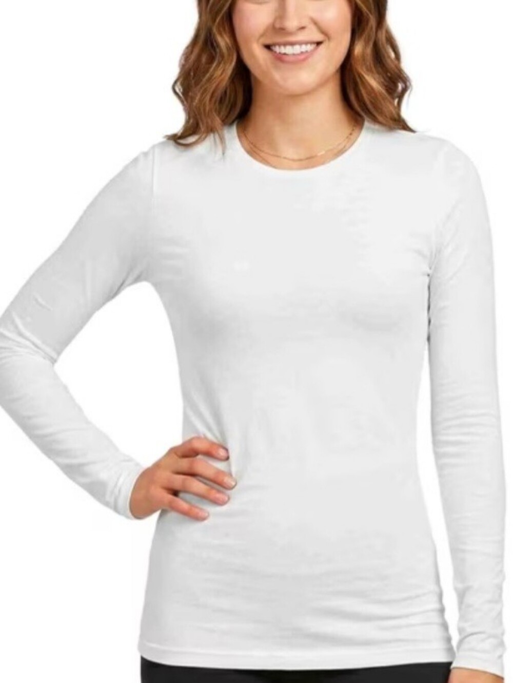 NWT ~ tek gear Women's White Long Sleeve Crew Neck Tee ~ Size Large